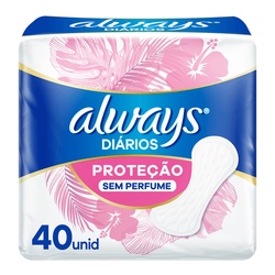 Absorvente Always Protetor DiÁrio Sem Perfume 40un Sem Abas
