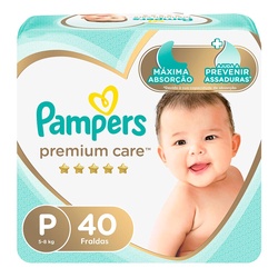 Fralda Pampers Premium Care Mega P 40un