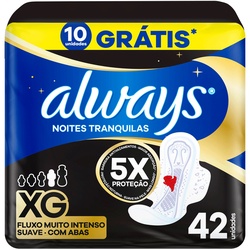 Absorvente Always Noites Tranquilas Xg Suave Com Abas 42un
