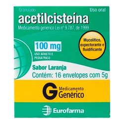 Acetilcisteina 100mg 16env 5g Gen.eurofarma