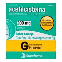 Acetilcisteina 200mg 16env 5g Gen.eurofarma