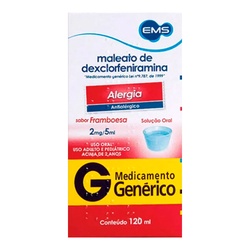 Maleato De Dexclorfeniramina 0,4mg/ml 120ml GenÉrico Ems