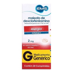 Maleato De Dexclorfeniramina 2mg 20cpr GenÉrico Ems