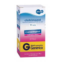 Clotrimazol 10mg/g Creme Vaginal 35g 6 Aplicadores Gen.ems