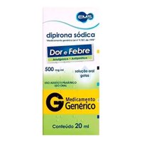 Dipirona Monoidratada 500mg/ml Gotas 20ml Gen.ems