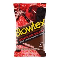 Preservativo Blowtex Lubrificado Morango Com Chocolate 3un