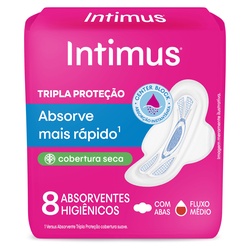 Absorvente Intimus Tripla ProteÇÃo Seca 8un Com Abas