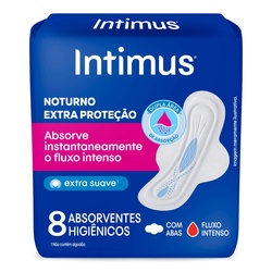 Absorvente Intimus Noturno Suave 8un Com Abas