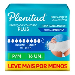 Roupa Íntima Plenitud Protect Plus Unissex P/m 16un