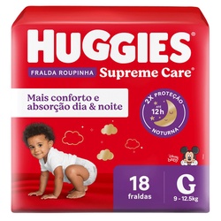 Fralda Huggies Supreme Care Roupinha Jumbo G 18un