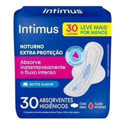 Absorvente Intimus Noturno Suave 30un Com Abas