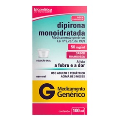 Dipirona Monoidratada 50mg/ml Sol Oral 100ml Gen.biosintetic