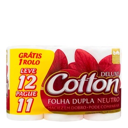 Papel Higiênico Cotton Leve ? Pacote Com 12 Rolos (promoção Pague 11)_#44; Folha Dupla_#44; 30 M. Maciez E Boa Absorção