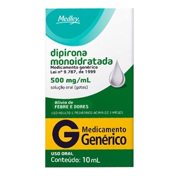 Dipirona Monoidratada 500mg/ml Gotas 10ml Gen.medley