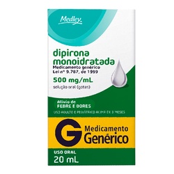 Dipirona Monoidratada 500mg/ml Gotas 20ml Gen.medley