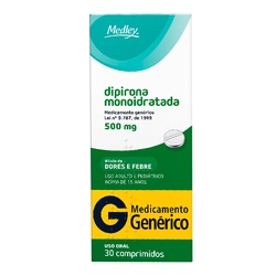 Dipirona Monoidratada 500mg 30cpr Gen.medley