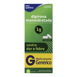 Dipirona Monoidratada 1 G ? Caixa Com 10 Comprimidos. Analgésico E Antitérmico Para Alívio De Dor E Febre Conforme Bula.