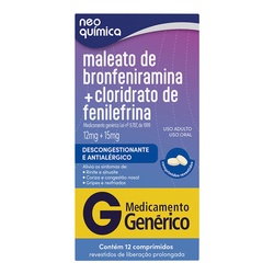 Maleato Bronfeniramina+fenilefrina 12cpr Gen.neo QuÍmica