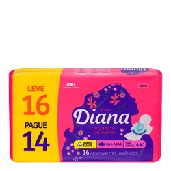 Absorvente Diana Suave Leve16 Pague 14un Com Abas