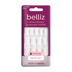 Unhas PostiÇas Belliz Quadrada MÉdia 24un