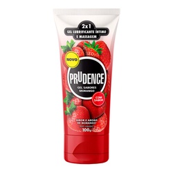 Gel Lubrificante Íntimo E Massagem 2x1 Prudence Morango 100g