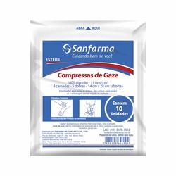 Compressa De Gaze Sanfarma EstÉril 14cmx28cm 10un
