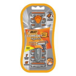 Aparelho De Barbear Bic Comfort 3 Hybrid 6un De LÂminas