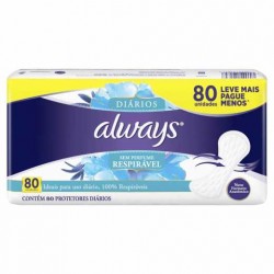 Absorvente Always Protetor DiÁrio RespirÁvel 80un Sem Abas