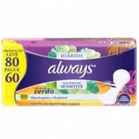 Absorvente Always Protetor DiÁrio EdiÇÃo De VerÃo Lv80 Pg60