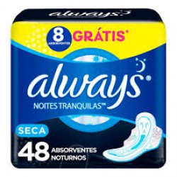 Absorvente Always Noites Tranquilas G Seca Com Abas 48un