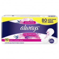 Absorvente Always Protetor DiÁrio Sem Perfume 80un Sem Abas