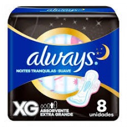 Absorvente Always Noites Tranquilas Xg Suave Com Abas 8un