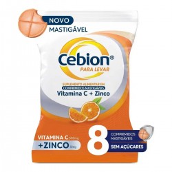 Cebion Mastigavel Laranja Vitamina C + Zinco 8cpr