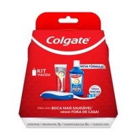 Kit Viagem Colgate Total Creme Dental Total Original Mint 30g + Escova Dental + EnxaguatÓrio Total Clean Mint 60ml