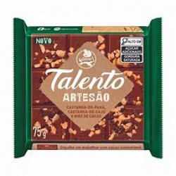 Chocolate Talento ArtesÃo Castanha Do PÁra,caju E Cacau 75g
