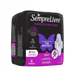 Absorvente Sempre Livre Noturno Seca 8un Com Abas