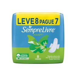 Absorvente Sempre Livre Adapt Suave Com Abas Leve 8 Pague 7