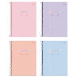 Caderno Espiral Tilibra Capa Dura Happy 10matÉria 160folhas