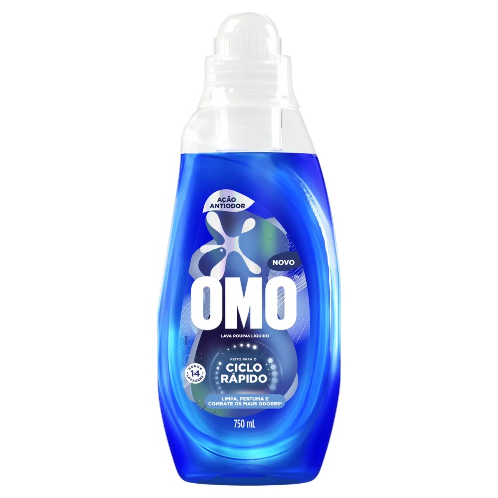 Lava Roupas Omo LÍquido Ciclo RÁpido AÇÃo Antiodor 750ml
