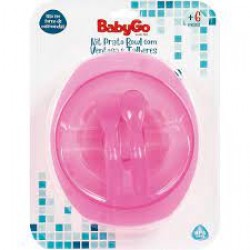Kit Prato Bowl Babygo Rosa Com Ventosas Ref.1240