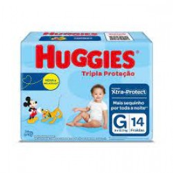 Fralda Huggies Tripla ProteÇÃo Jumbinho G 14un