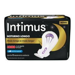 Absorvente Intimus Noturno Longo Extra Suave 10un Com Abas