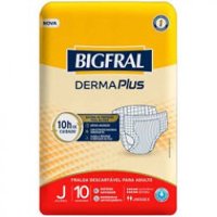 Fralda Bigfral Derma Plus Juvenil 10un. 10 Unidades Supergel Absorvente_#44; Ajuste Anatômico E Indicador De Umidade Em