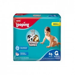 Fralda Looping Looney Tunes Mega G 26un