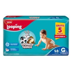 Fralda Looping Looney Tunes Hiper G 46un