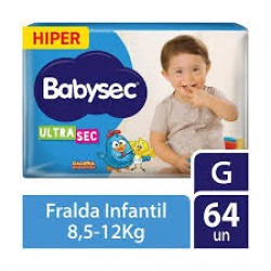 Fralda Babysec Ultra Hiper G 60und. 60 Unidades Supergel Absorvente_#44; Ajuste Anatômico E Indicador De Umidade Em Algu