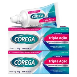 Corega Ultra Creme Tripla AÇÃo Sem Sabor 20g 2un