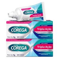 Corega Ultra Creme Tripla AÇÃo Sem Sabor 20g 2un