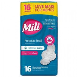 Absorvente Mili ProteÇÃo Total Suave Abas 16un