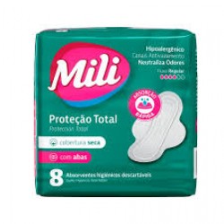 Absorvente Mili ProteÇÃo Total Seca Abas 8un